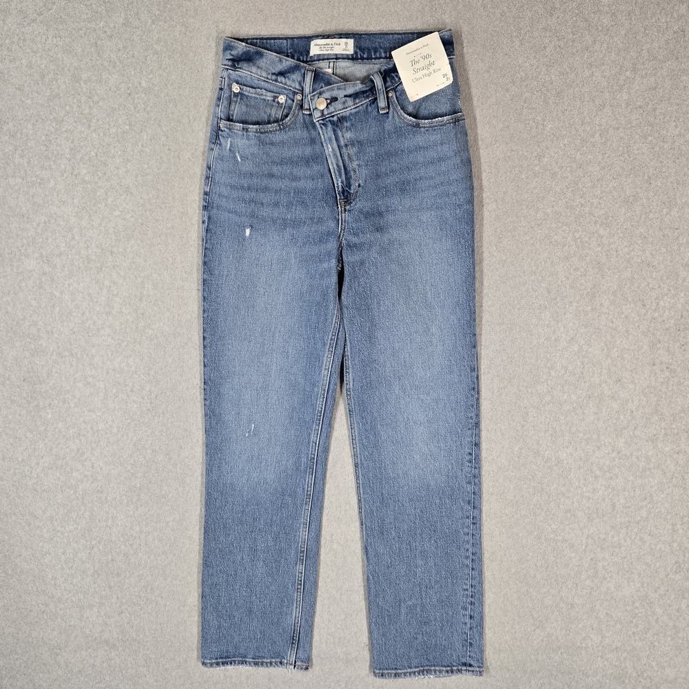 Abercrombie & Fitch Women Jeans 26 2S Blue The '90s Straight Ultra High Rise NWT